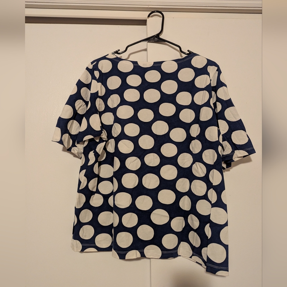 Marimekko Navy and White Polka Dot Short Sleeve Top - Picture 3 of 4